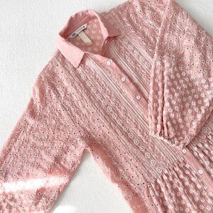 Zara Embroidered Shirt Maxi Dress